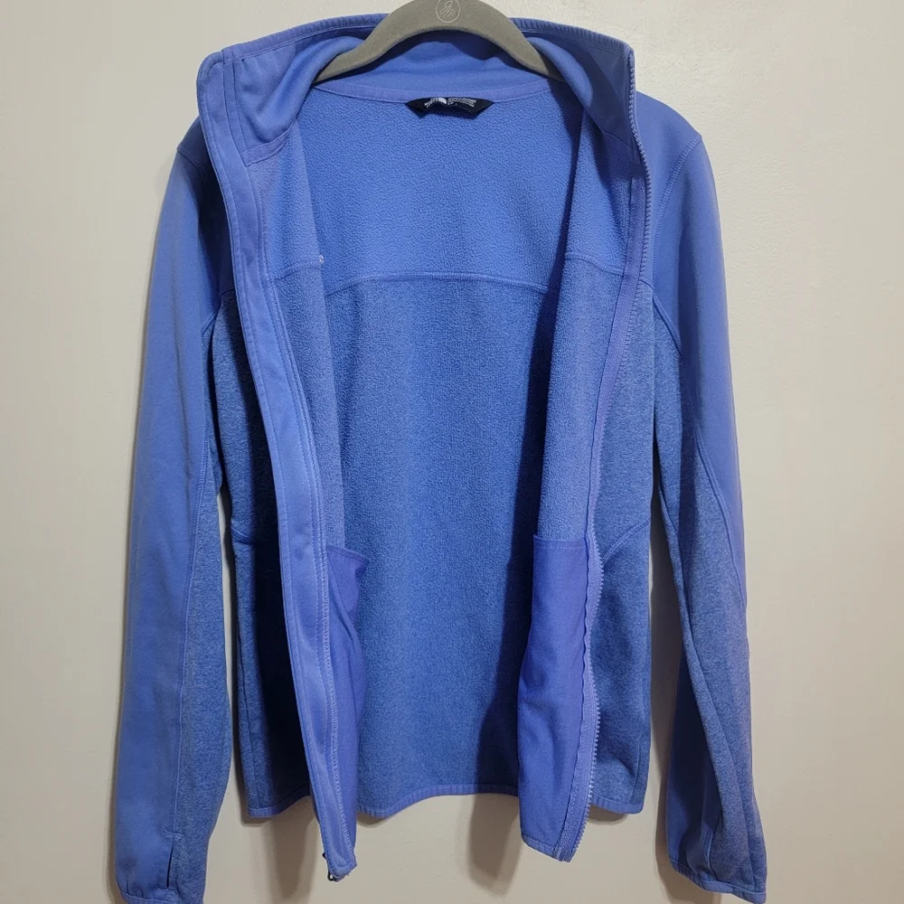 North Face Jacket Womens Small Blue Full Zip Track Fleece Long Sleeve Thumbholes - Picture 3 of 8